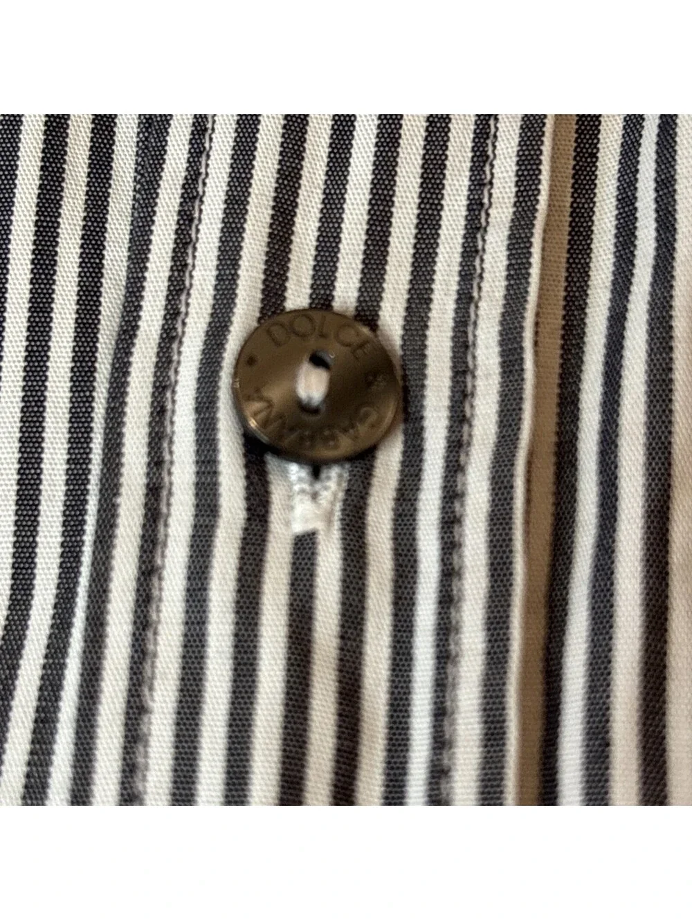 DOLCE & GABBANA GOLD MADE IN ITALY MEN'S WHITE/BLK STRIPED LONG SLV DRESS SHIRT